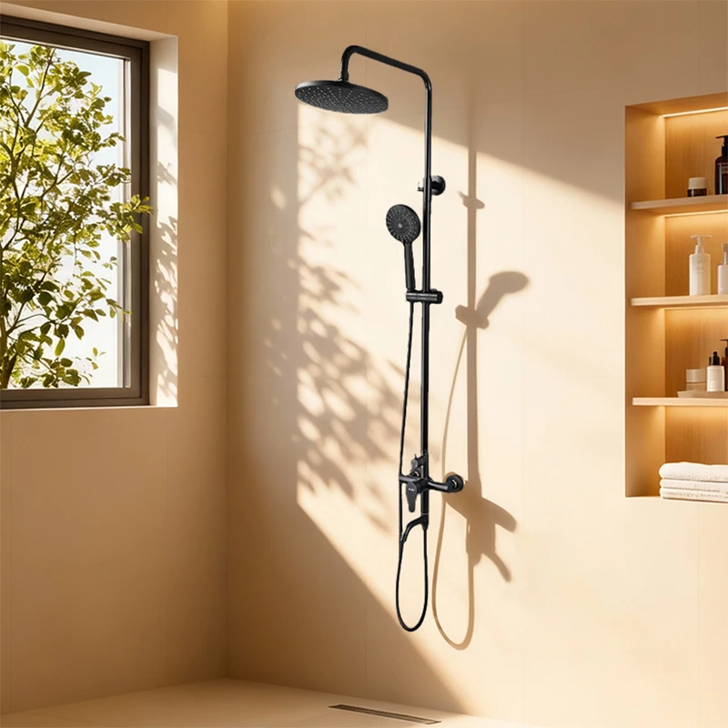 

ULA Black Shower Faucet Mixer Tap Stainless Steel Bathtub Shower Mixer Faucet Rain Shower Head Set Rainfall Shower System