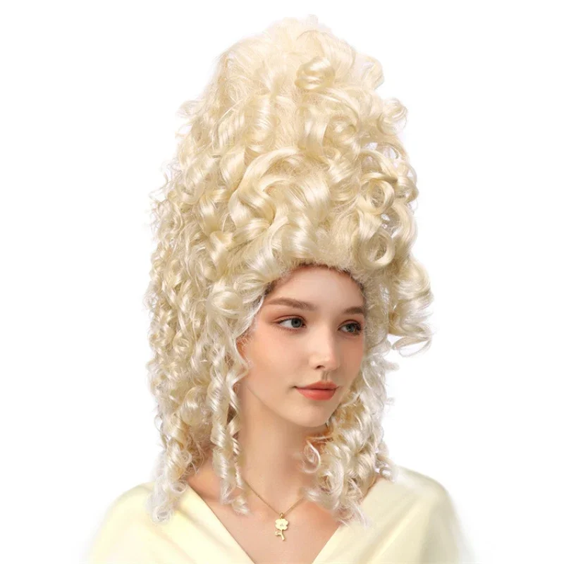 Colmeia-Perucas encaracoladas para mulheres, fantasia de cosplay rainha, peruca vintage, longa e bizarro, alta e retrô, barroca e alta, triestilo,