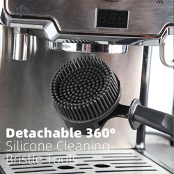 Silicone Coffee Machine Cleaning Brush Circular Head Coffee Brush Long Handle Cleaning Brush Kitchen Utensils