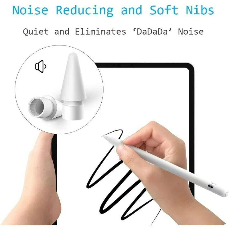 For Apple Pencil 1st/2nd Pencil Nibs Tip Replacement Silent Tablet Pen Nib Wear-resistant High Sensitivity for Apple IPencil Tip