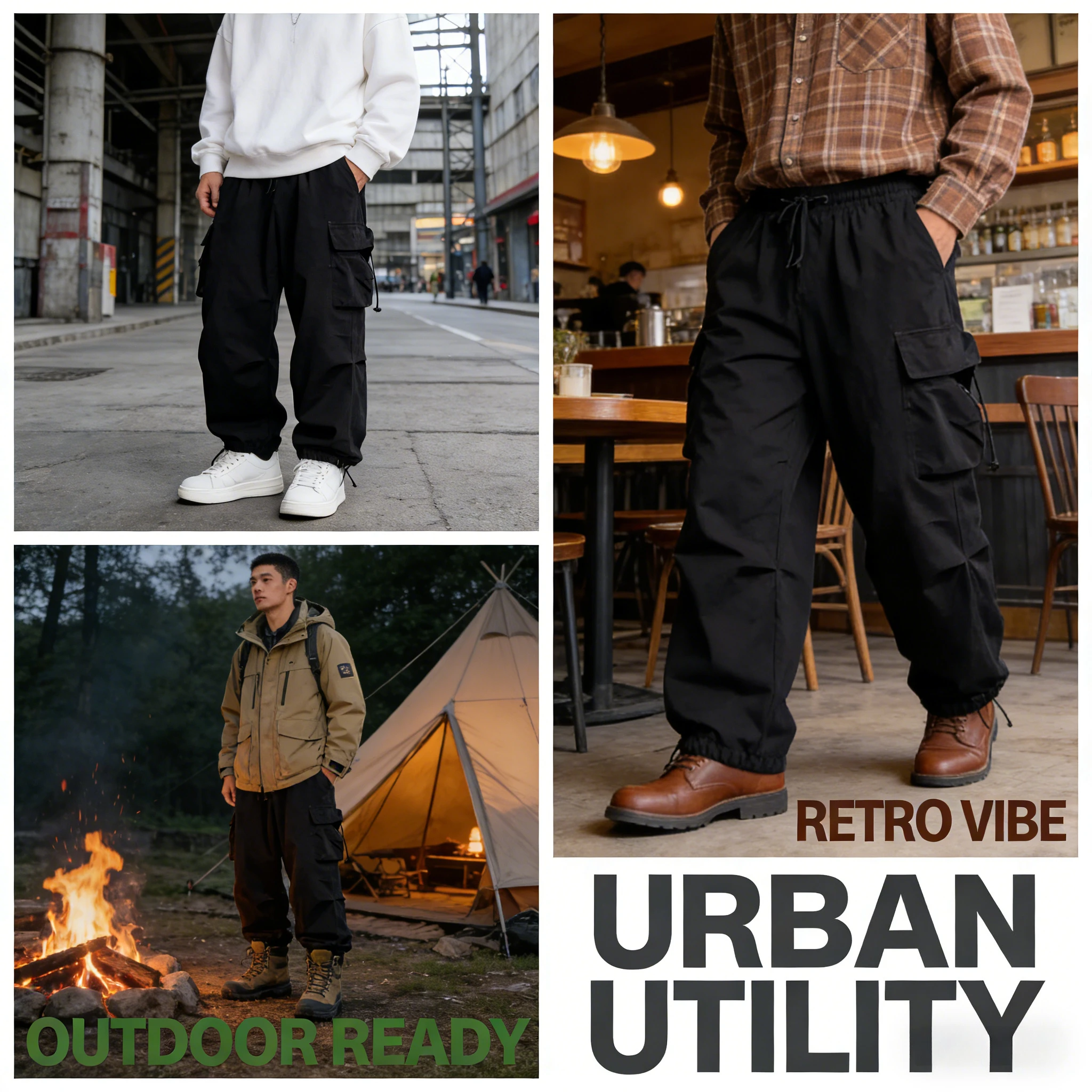 

Летние новые быстросохнущие брюки-карго мужские, в стиле американских парашютных брюк, с высокой талией, широкими штанинами, повседневные спортивные длинные брюки, уличная одежда