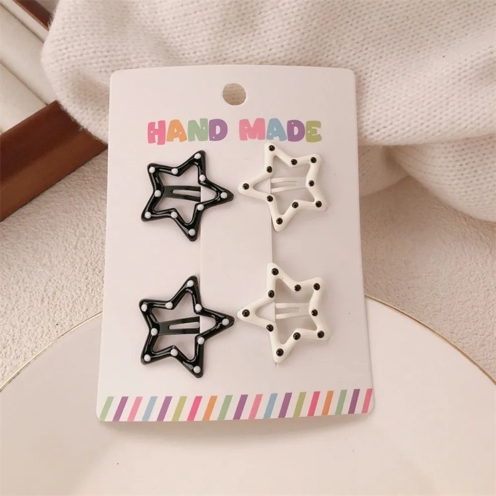 4pcs/set Fashion Black White Dot Hair Clips Cute Sweet Hairpin Geometric Barrettes for Girls