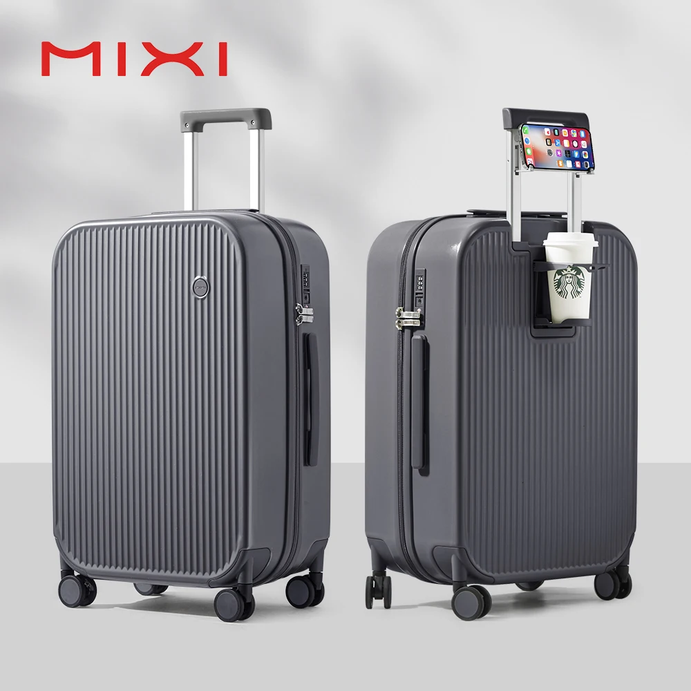 Mixi Nieuw Design Koffer Handbagage met Beker Telefoonhouder Harde schaal Rolling Bagage PC Spinner Wielen Trolleykoffer