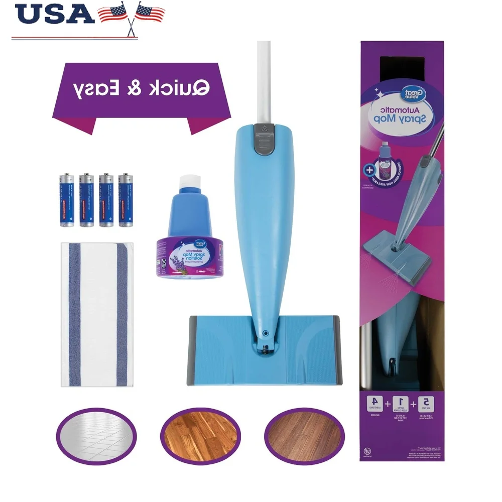 

Набор автоматических распылительных швабр с распылителем с двойной насадкой, 5 чистящих подушечек, средство для чистки пола, простая сборка, все полы