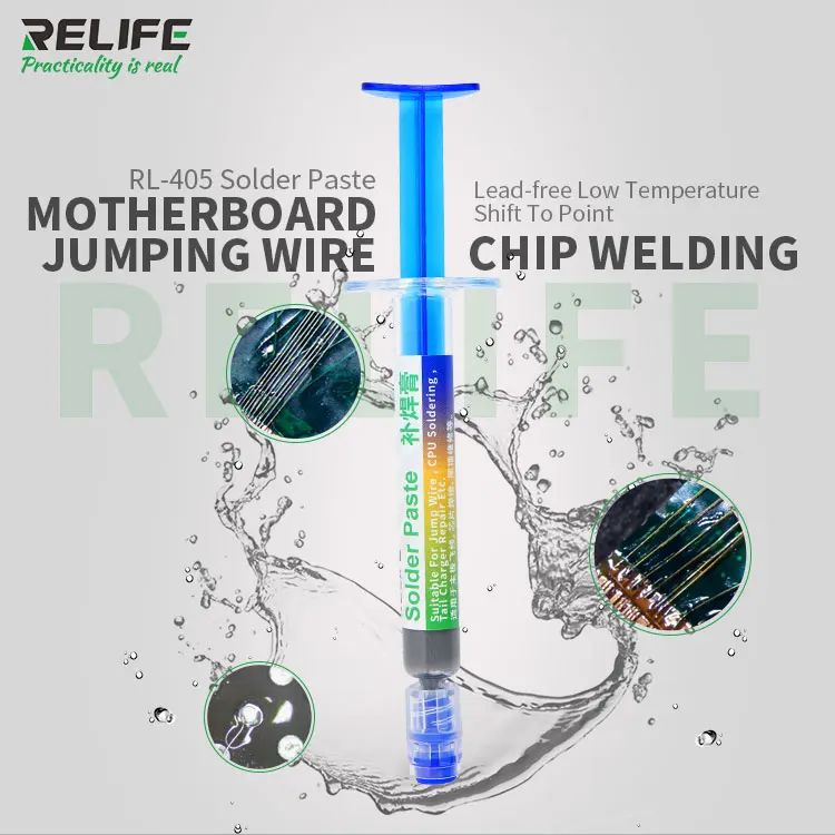 RELIFE low temperature lead-free solder paste needle tube solder for motherboard jumper CPU solder tail charger repair RL-405