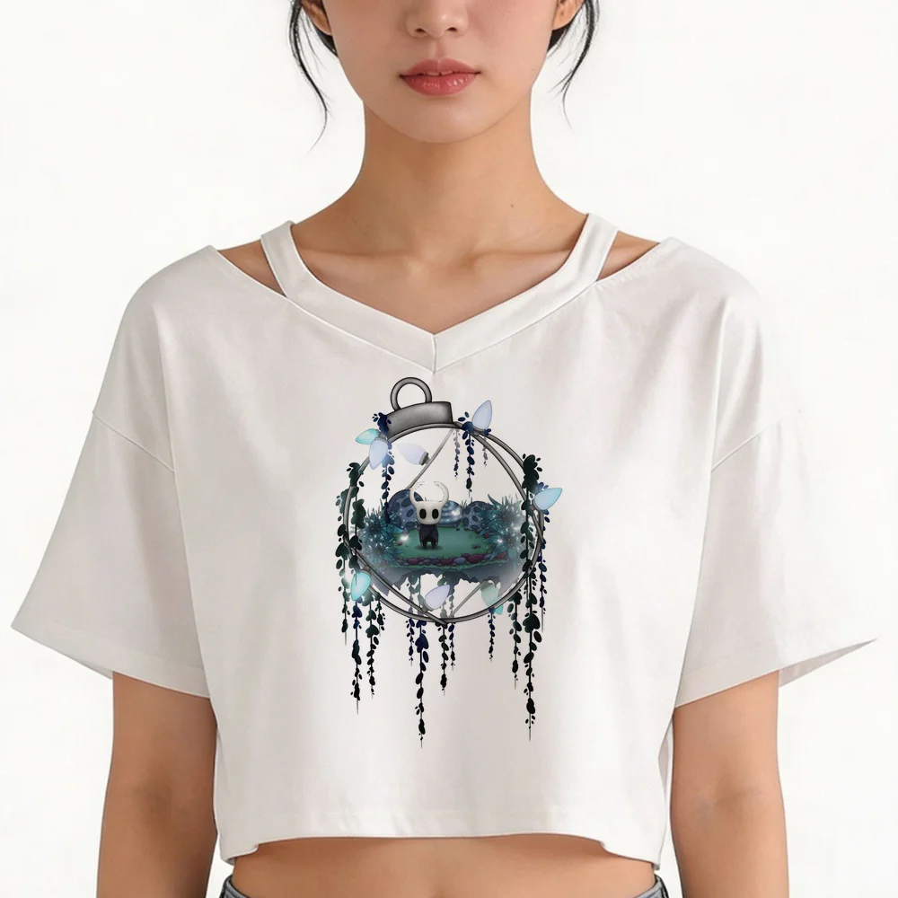 Hollow Knight crop top ladies gothic funny emo shirt graphic vintage y2k streetwear gothic