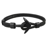 New Fashion Black Bracelets Men Charm 550 Survival Rope Chain Paracord Bracelet Male Wrap Metal Sport Anchor Hooks SL001