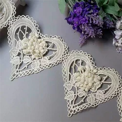 1 metro avorio 3D cuore fiore di cotone pizzo nastro di pizzo ricamato abito da sposa fatto a mano patchwork forniture per cucire artigianale