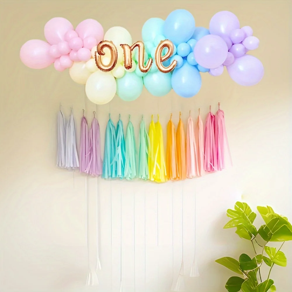 8color 40 pcs Assembled Versatile And Reusable Tissue Paper Tassels Garland  Event Celebration Decor Easter Gift
