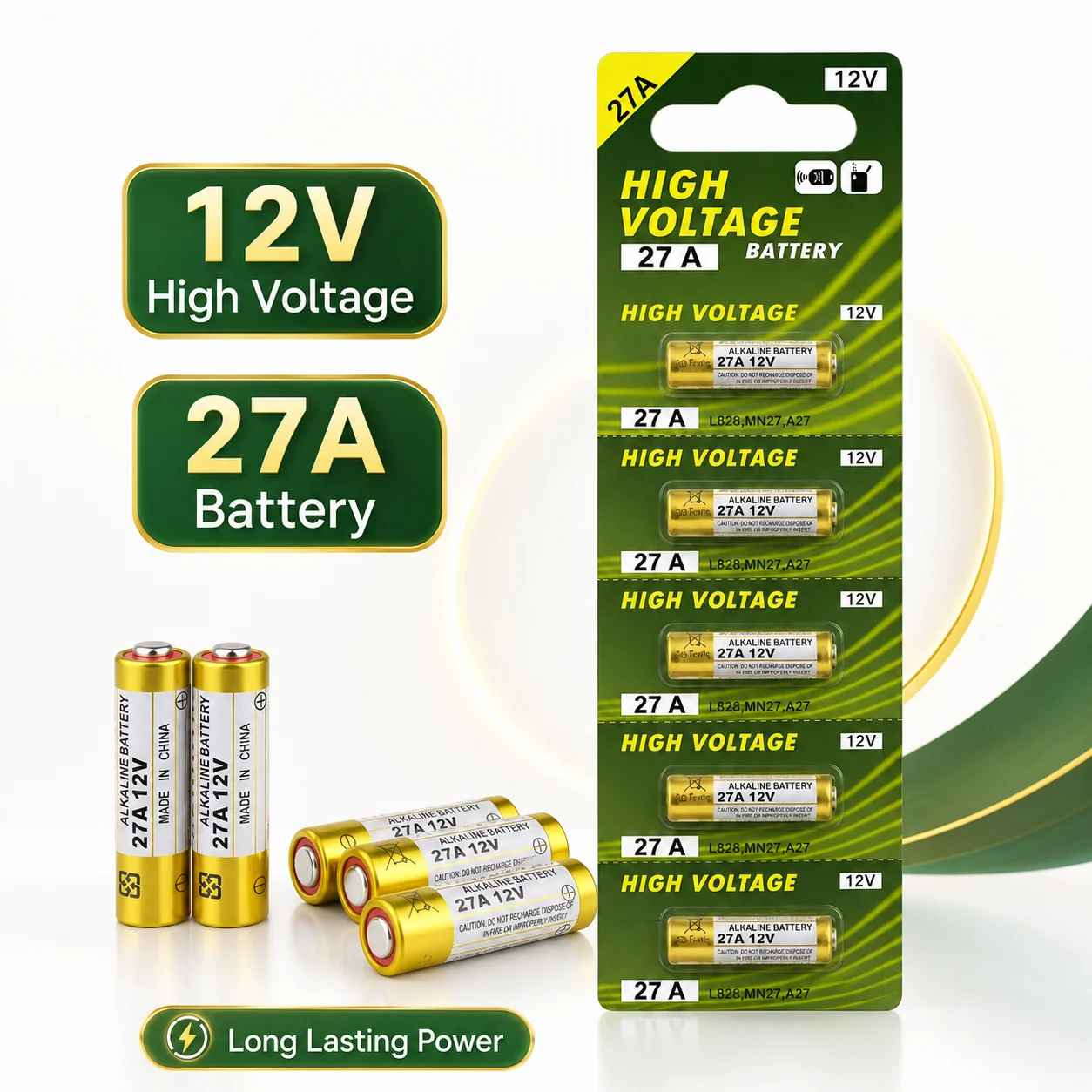 

27A 12V Alkaline Battery – L828 VR27 GP27A MN27 MS27 for Remote, Doorbell, Toys, Watches, Calculator