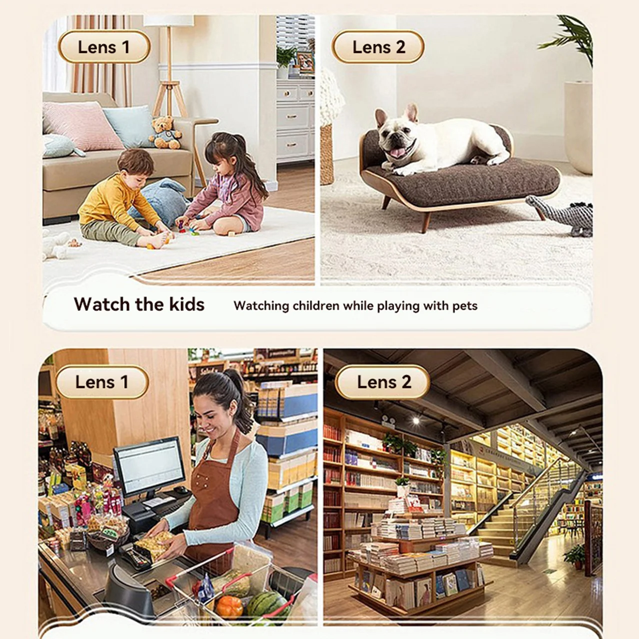 Xiaomi Doppia lente 360 ° Telecamera girevole 4K WiFi Sorveglianza Monitoraggio automatico Audio bidirezionale Monitor per visione notturna Smart Home Mini telecamera