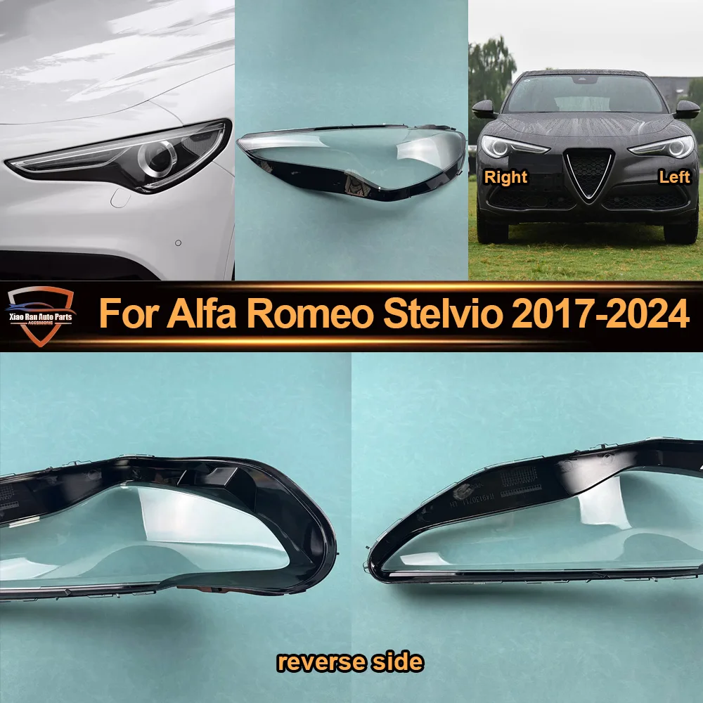 Transparent Lampshade 2017 2018 2019-2024 For Alfa Romeo Stelvio Headlamp Cover Lamp Shade Headlight Shell Lens Plexiglass