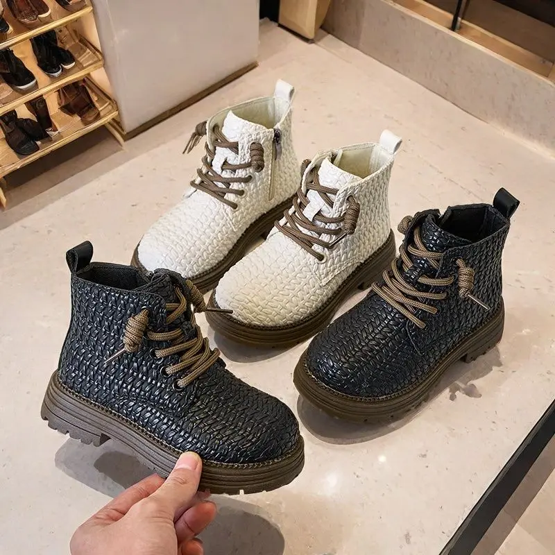 

Kids Shoes Boots for Girl Solid Color Autumn Winter Boy Snow Boots Fashion Round-toe Children Causal Ankle Boot School Versatile