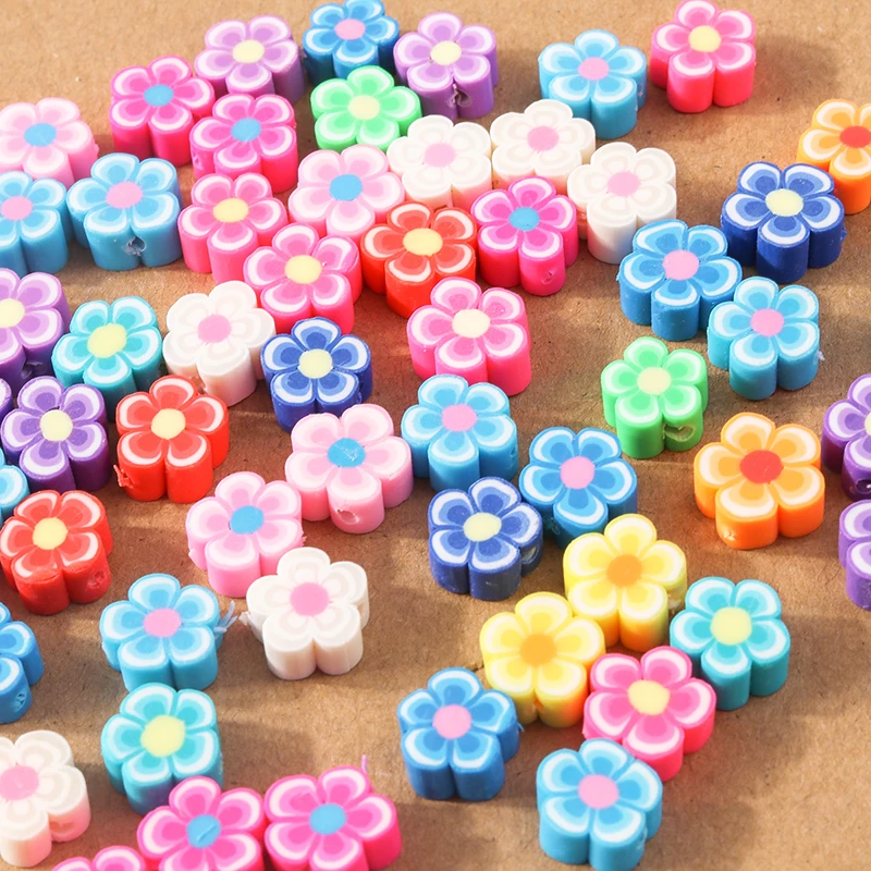 50 Pcs Mixed Flower Fruit Animal Polymer Clay Beads Loose Spacer Beads for Jewelry Making DIY Bracelet Necklace Accessories