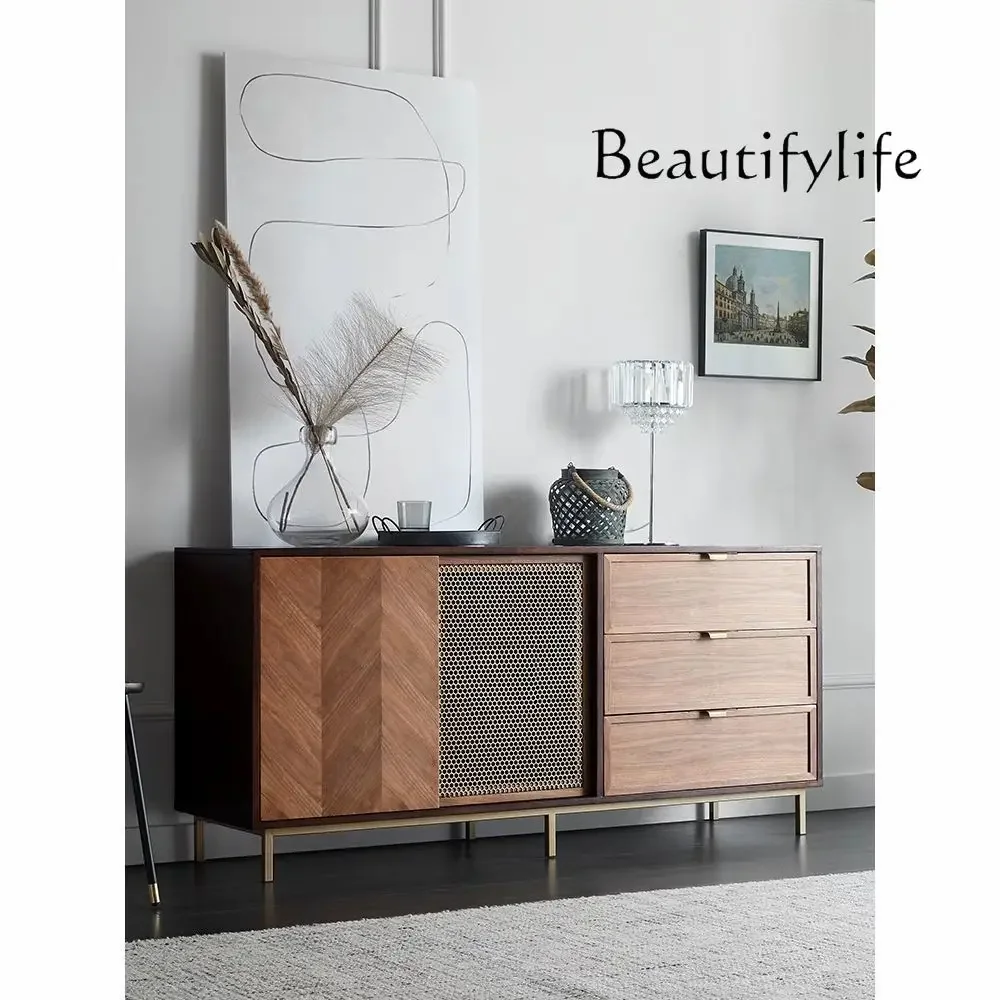 

mobili per il soggiorno Nordic retro light luxury post-modern dining side cabinet simple locker living room tea copper mesh deco
