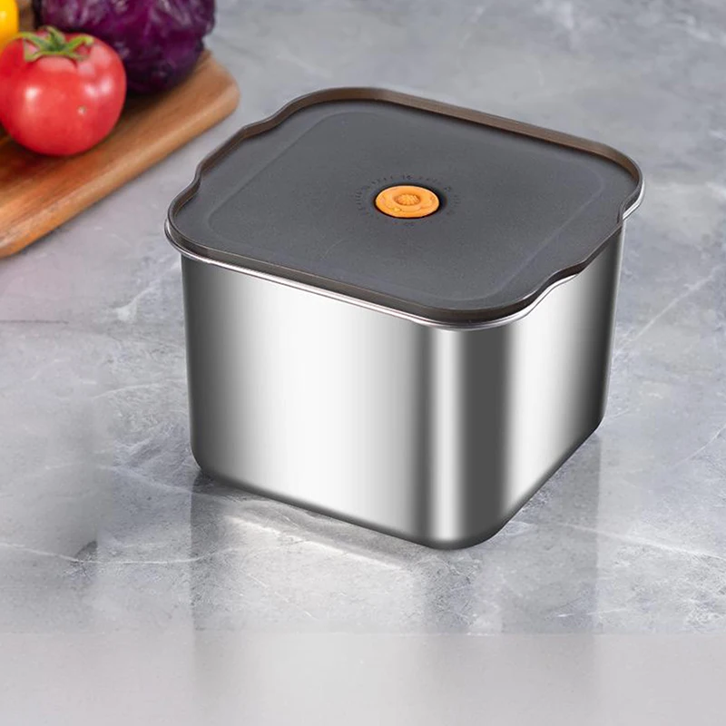 الفولاذ المقاوم للصدأ صندوق حفظ الطازجة مختومة مانعة للتسرب علب الاغذية صندوق فواكه مع غطاء زلابية الحاويات صندوق تخزين مبرد