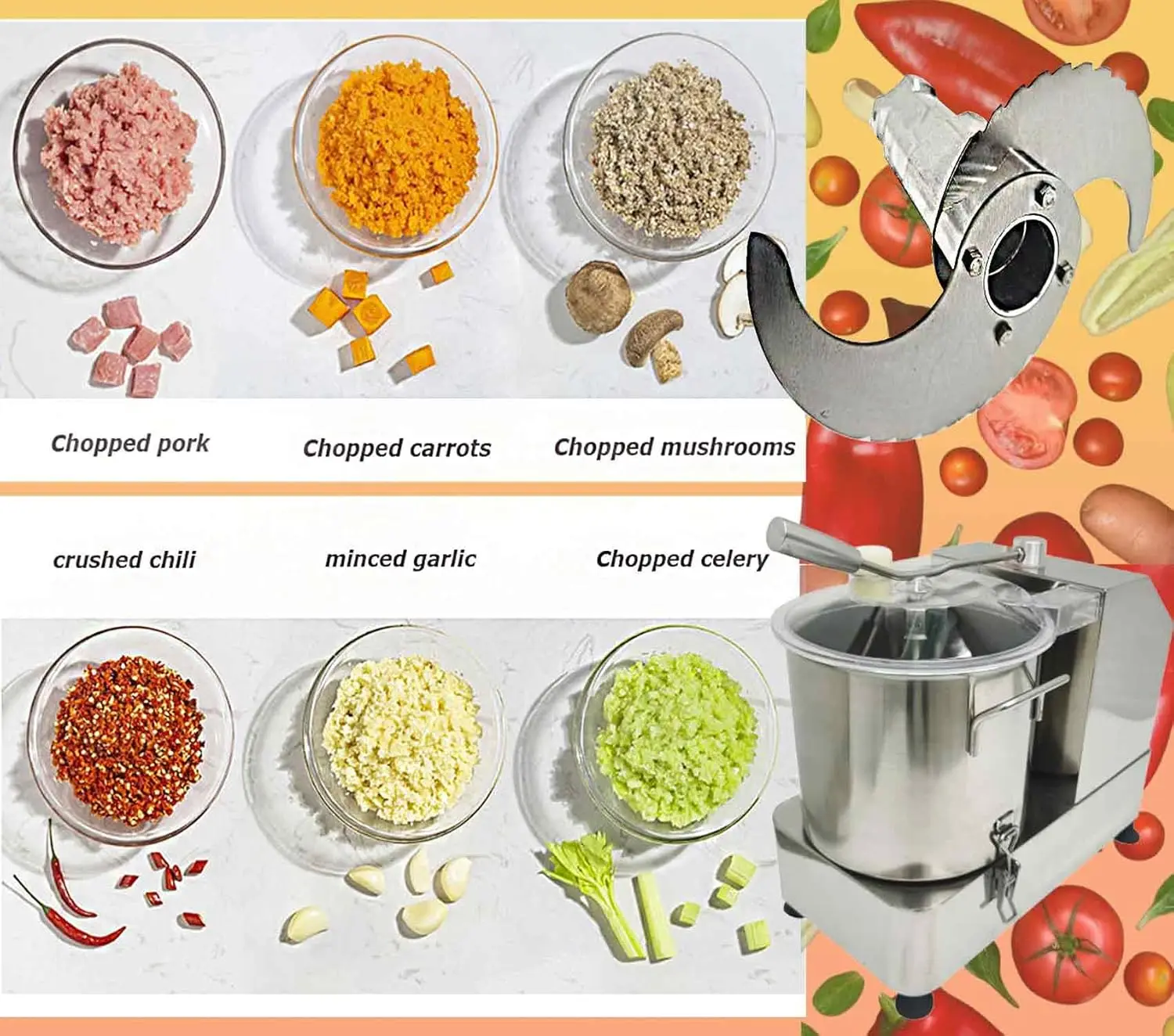 منتج أغذية مفرمة خضروات كهربائية مفرمة اللحم 9L الفولاذ المقاوم للصدأ خلاط خضراوات قطاعة اللحوم سرعة قابلة للتعديل 110 فولت