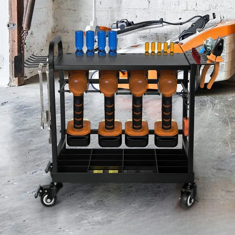 

Power Tool Storage Garage Storage Shelf Tool Rack Drill Rack Rolling Tool Cart Removable Toolbox