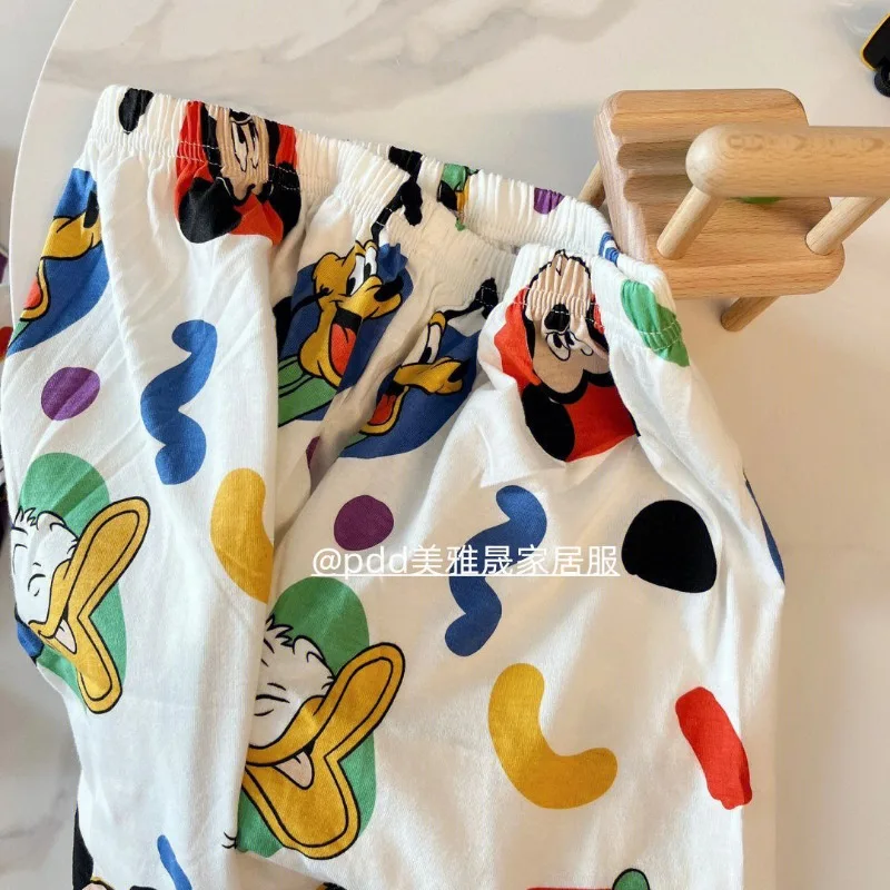 Disney Kawaii Mickey Pajamas for Women Autumn and Winter Long Sleeve Long Pants Comfortable Casual Cartoon Home Clothes Set Gift