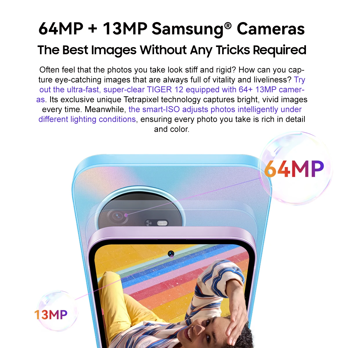 هاتف ذكي Oscal TIGER 12 بطارية 5000 مللي أمبير في الساعة 8 جيجابايت/12 جيجابايت، 128 جيجابايت/256 جيجابايت 6.78 بوصة 120 هرتز شاشة أندرويد 13 64 متر كاميرات هاتف محمول