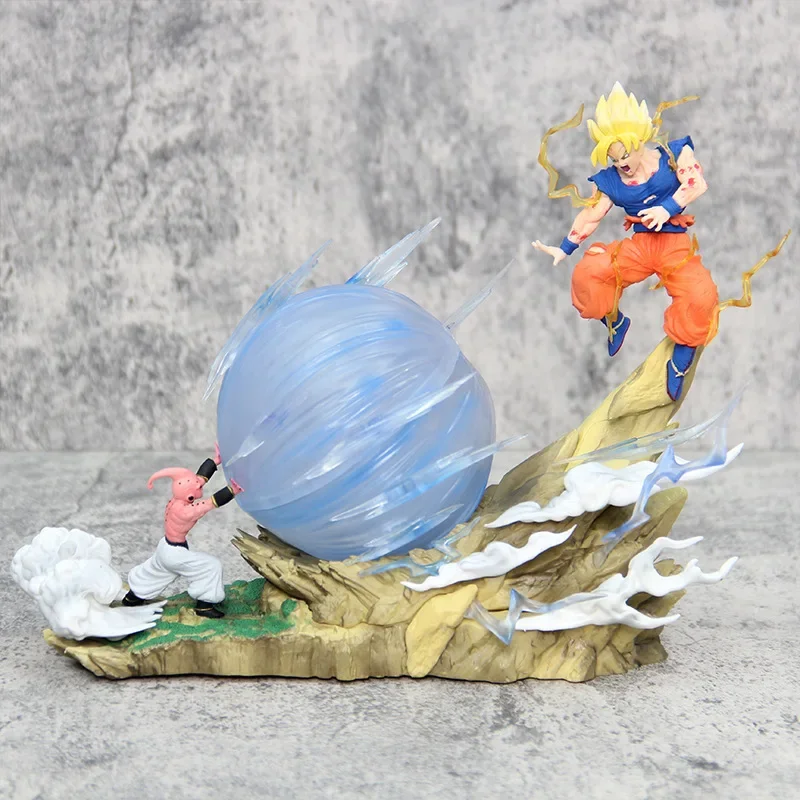 21cm  Dragon Ball Z Anime Figures Buu Vs  Son Goku Super Saiyan Genki Damaspirit Bomb Statue Model Decoration Children Toy Gifts