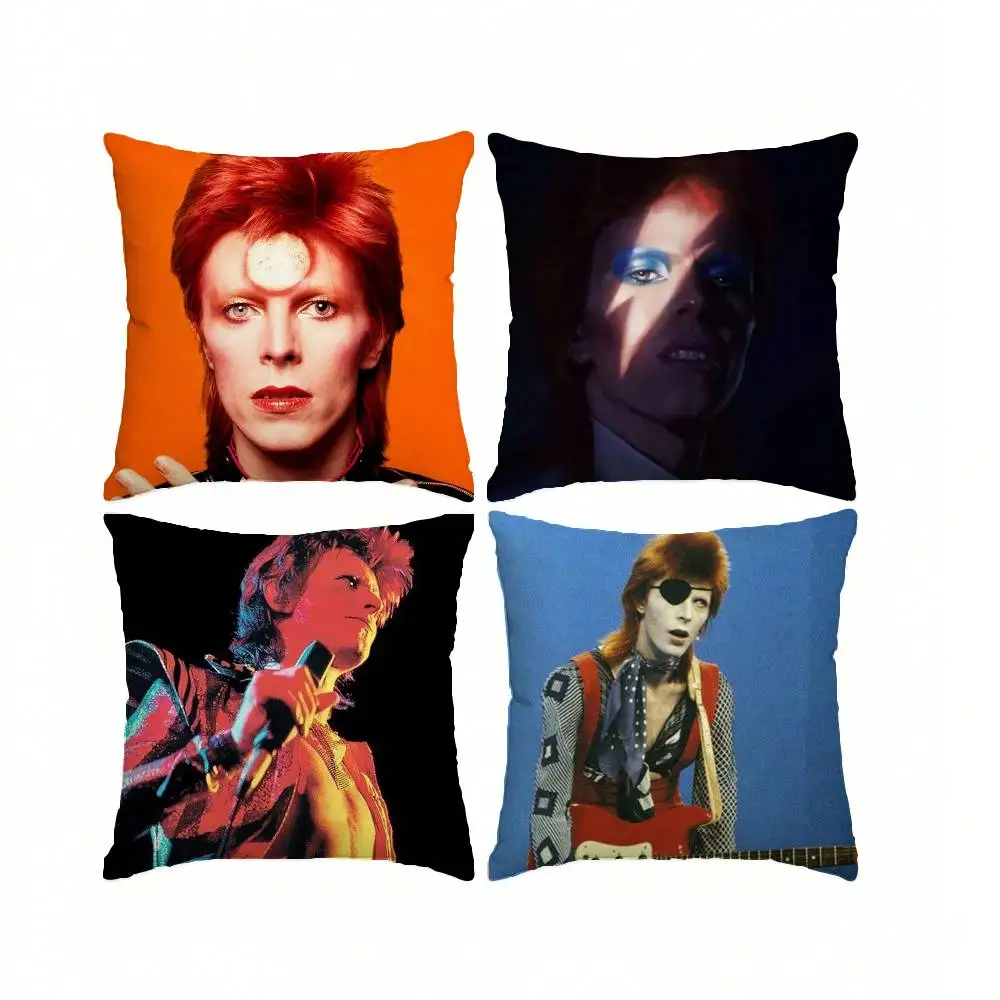 Glam rock Musician D-David B-Bowie  Square Double-Sided printed Pillow Case Bedroom Bedside Pillow Sofa Cushion Cover