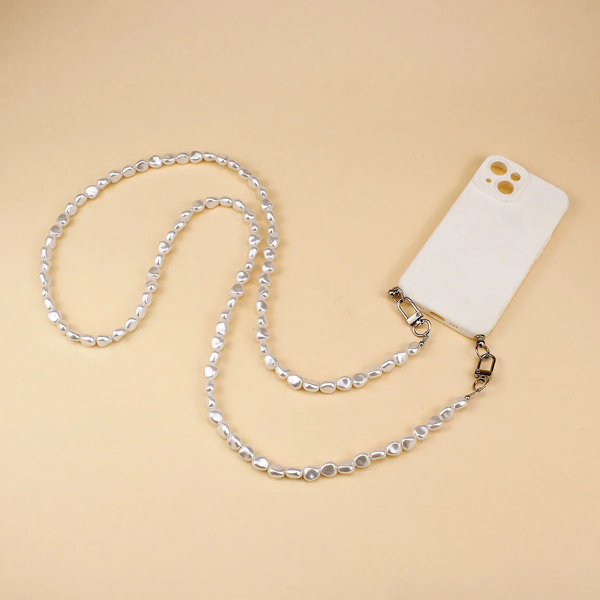 الهاتف المحمول الحبل لؤلؤ فاخر حبة حقيبة سلسلة طويلة Crossbody قلادة سلسلة حزام جراب هاتف معلق الديكور مكافحة خسر