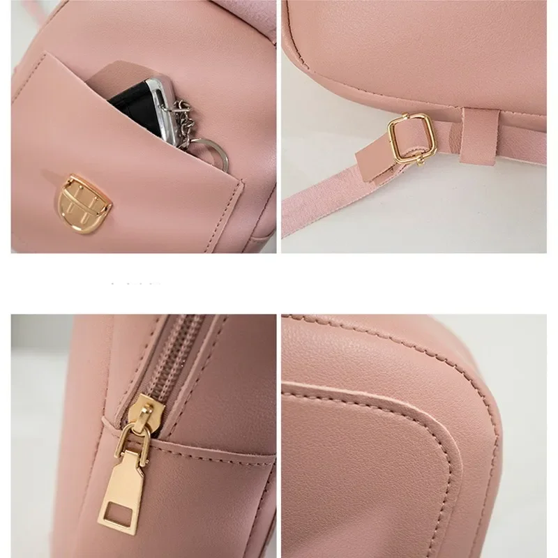 Hot Sale Fashion Women Girls Mini Backpack Solid Color Leather Shoulder School Rucksack Ladies Holiday Travel Bags 2022 Newest