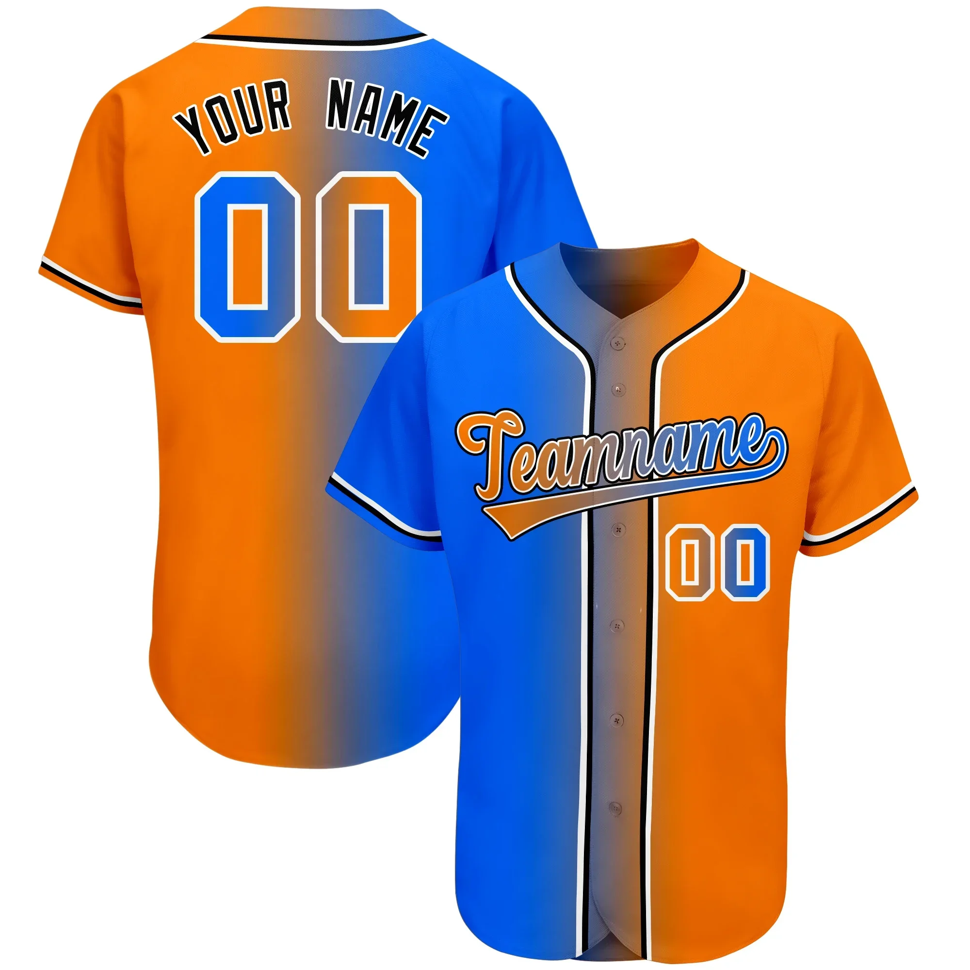 Custom Baseball Jersey Personalized Stitch Team/Your Name/Number Gradient Breathable Men's Casual Shirts for Adults/Kids