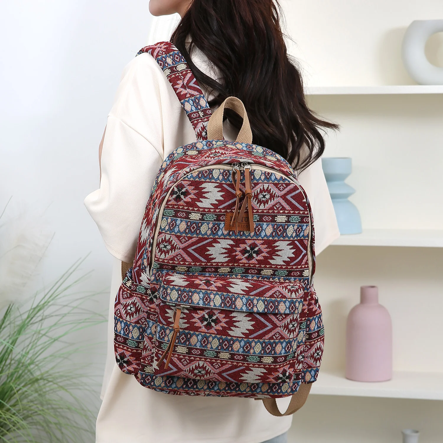 سميكة المطرزة النسيج حقيبة السفر السيدات سعة كبيرة حقيبة كتف حقيبة مدرسية حقيبة الأمتعة حقيبة كمبيوتر محمول نمط العرقية