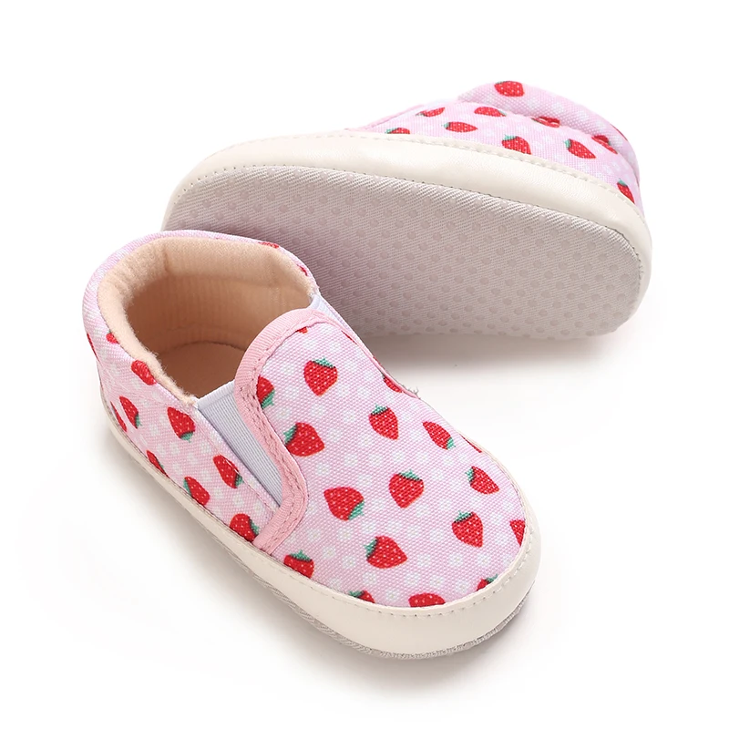 Meckior Casual Canvas Baby Shoes Strawberry Pattern Sleeve Mouth Toddler Anti-slip Soft Sole Newborn Infant Boy Girl Shoes