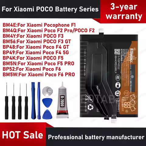 2026 Years New BP4K For Xiaomi Poco F1/F2/F3/F5 PRO/F4 GT/F4 5G/F6 PRO/Poco F5 BP4K BP48 BM5N BM5W Battery Bater&iacute;a+ Free Tools