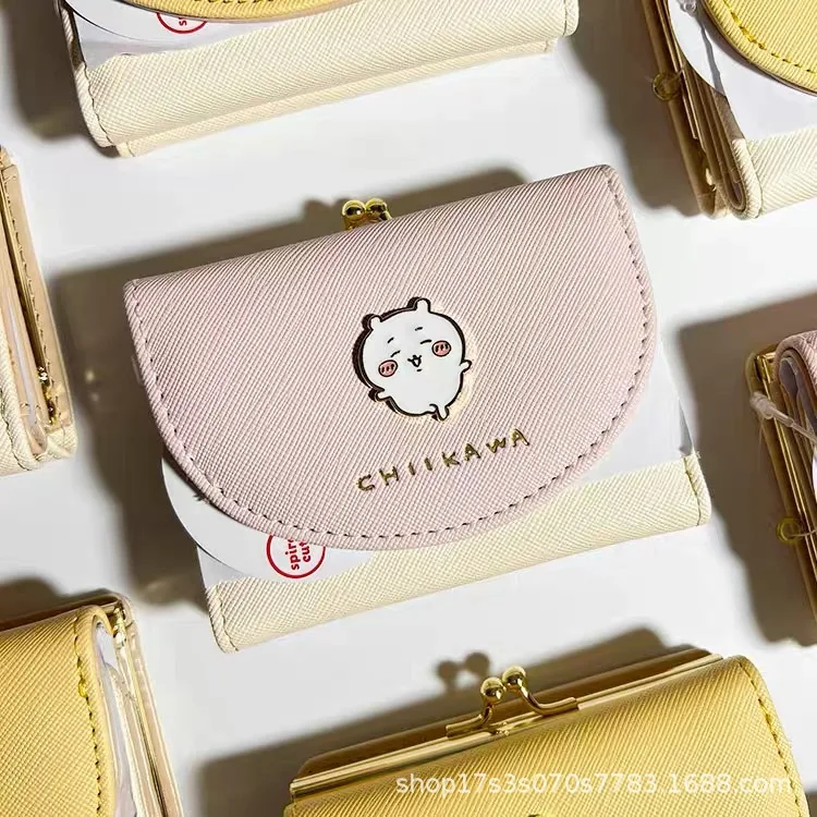 New  Chiikawa Wallet Cute Short Card Bag Anime Sweet PU Leather Zipper Buckle Card Bag for Girls Portable Leather Wallet