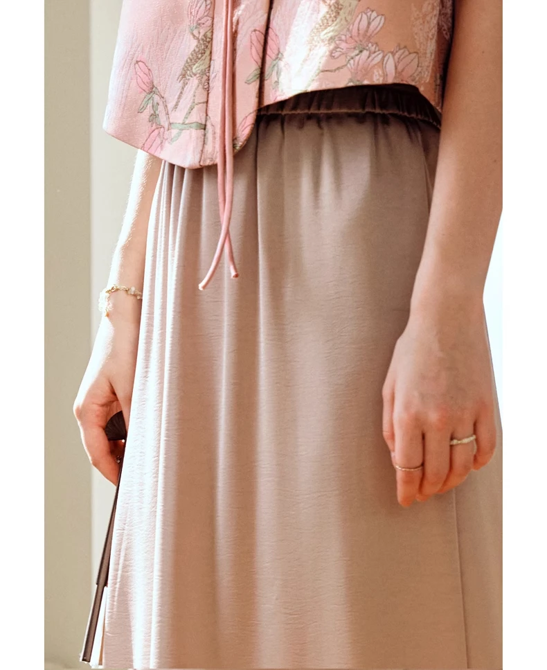 OLrain Office Lady Midi Skirt Women 2025 Spring Summer Straight Elastic High Waist Slit Elegant Ankle Length Skirts O24XB83538