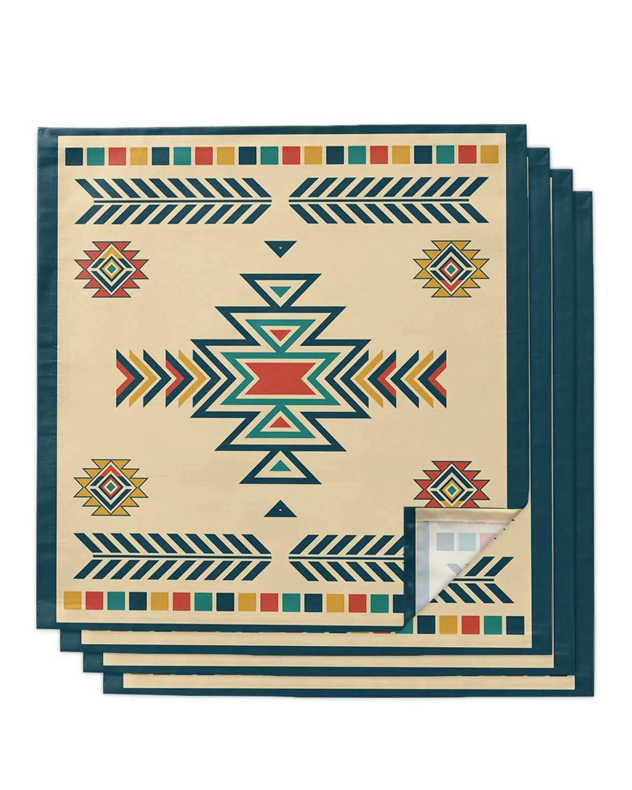 

4pc Bohemian Aztec Rural Farmhouse Table Napkins Set Dinner Handkerchief Towel Napkins Cloth for Wedding Party Banquet