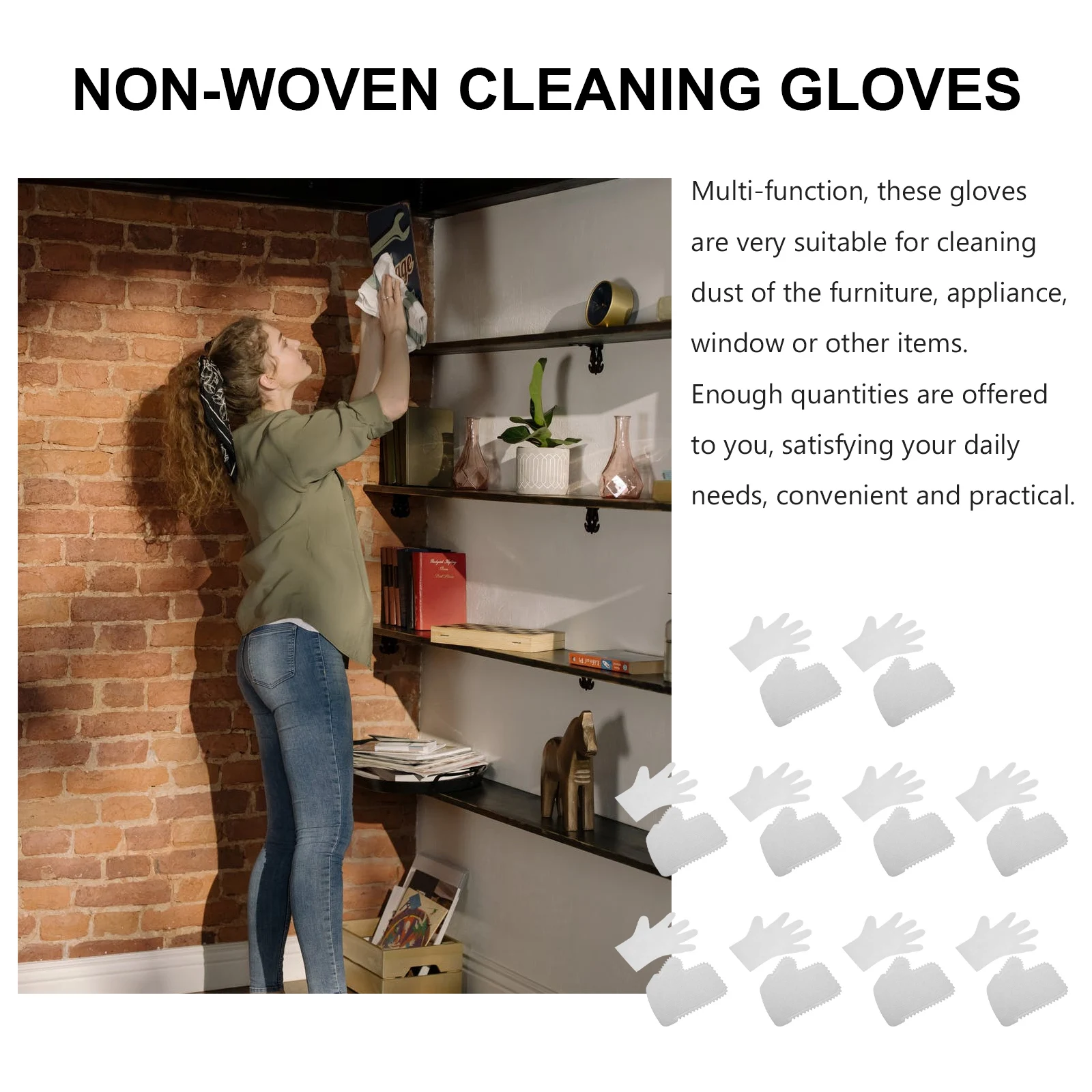

2 Sets Disposable Non-woven Nonwovens Cleaning Gloves Fabric Supplies for Dusting Home Removal