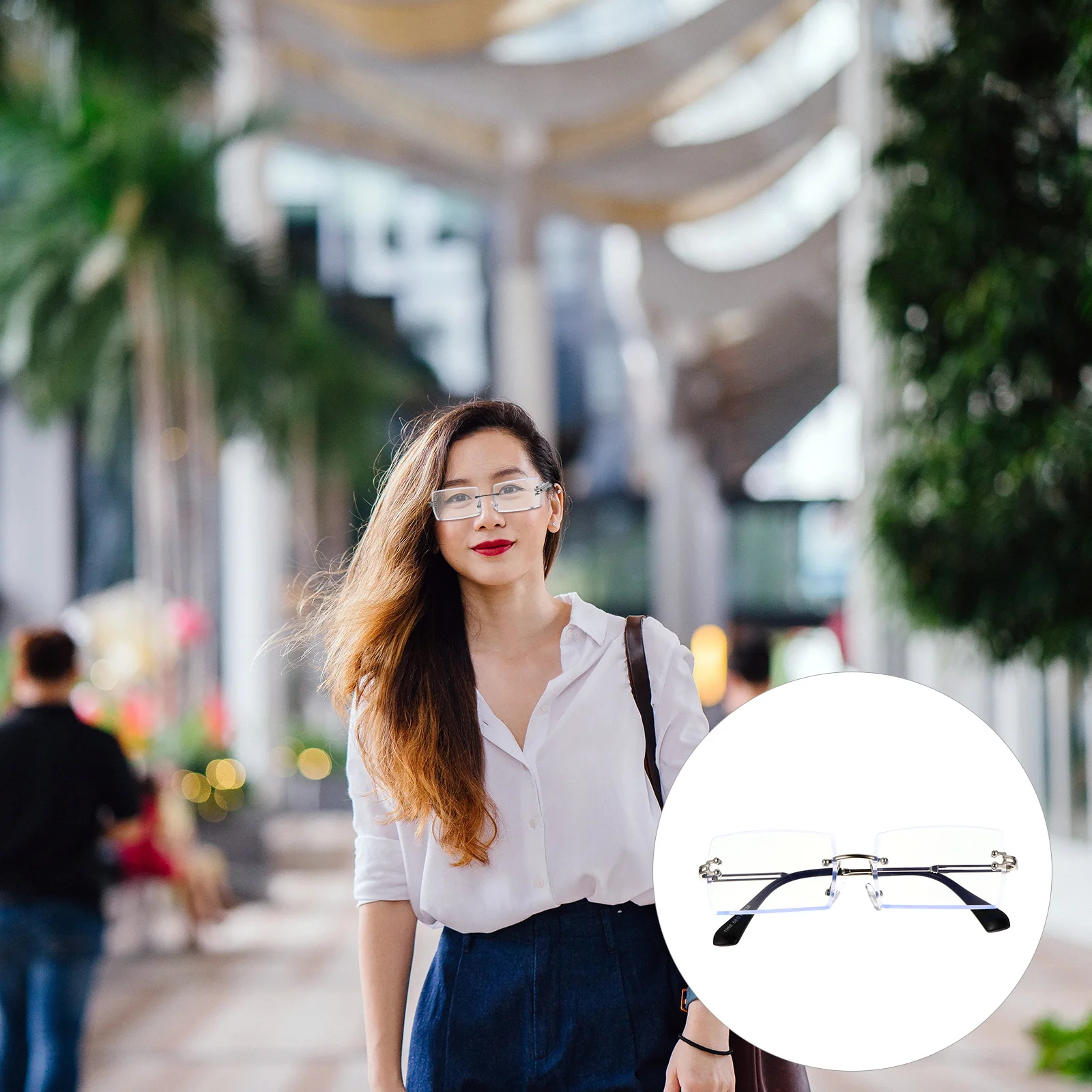 

1 Pair Uv Protection Sunglasses Fashion Rimless Eyewear For Beach Outdoor Travel Party Lightweight Durable Practical Eyeglasses