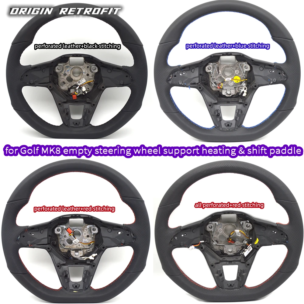 

Handmade empty steering wheel for VW 8th Generation Golf mk8 Arteon Tiguan perforated leather