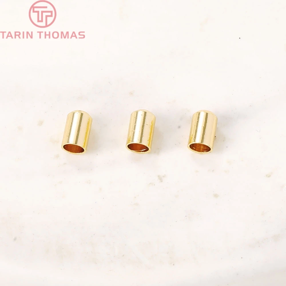 (3216)20PCS 4x2MM 24K Gold Color Brass Charms Bracelet Rope Bead Caps High Quality Diy Jewelry Findings Accessories