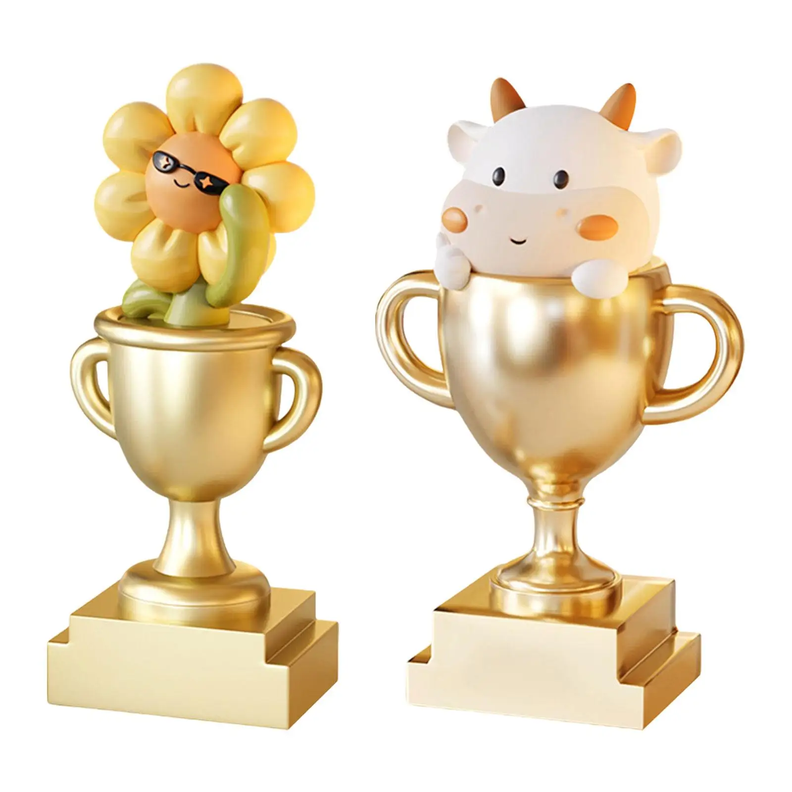 Trophy Cup Cartoon Figurine Versatile Handcrafted 6x3.7x10inch for School Events Resin Tabletop Decoration with Base Winner Cup