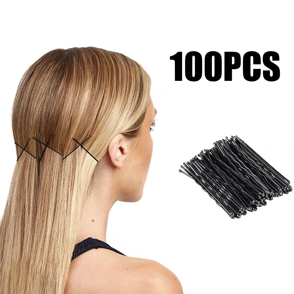 100PCS Brown Hair Pins black Hairpins Invisible Wave Hairgrip Barrette Hairclip Bulk Hair Accessories for Women Lady Girls Kids