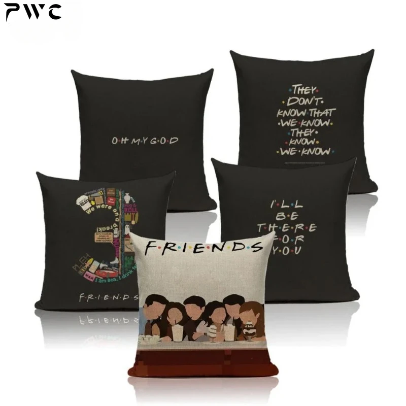 Cushion Cover Friends TV Show Print 45x45 Linen Pillow Covers Joey Tribbiani Sofa Car Seat Throw Pillow Case Home Decoration