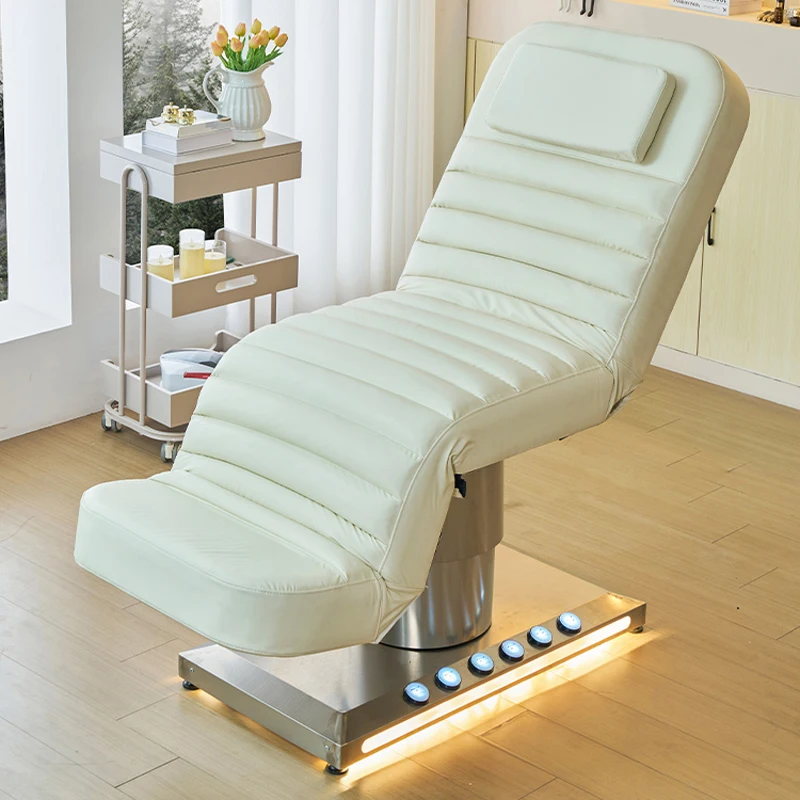 3-Motor Electric Beauty Bed, Adjustable Lash Facial Table with LED Light, Salon Furniture, Electric Massage Chair for Beauty Spa