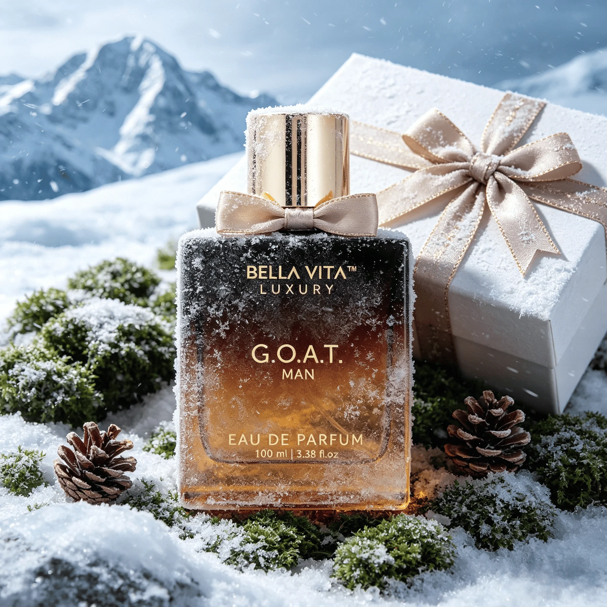 BellaVita G.O.A.T. Luxury Eau De Parfum for Men, Organic Natural Bergamot Lavender Fragrance, 3.4oz Daily Grooming Essential
