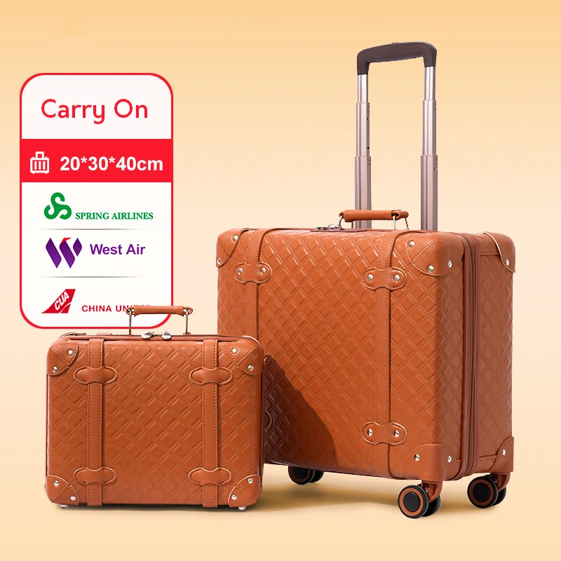 Luxury 16-Inch Carry-On Suitcase for Short Plane Trips - 18-Inch Children's Rolling Luggage for Girls Small Flight Travel Bag