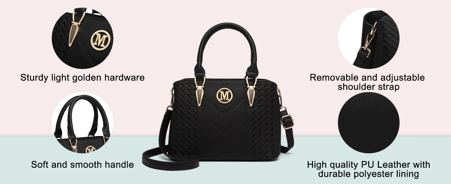 Miss Lulu Damen Handtasche, Mittelgroße Henkeltasche mit Lychee-Muster, Elegante Schultertasche aus hochwertigem Strickprozess – Detail 2