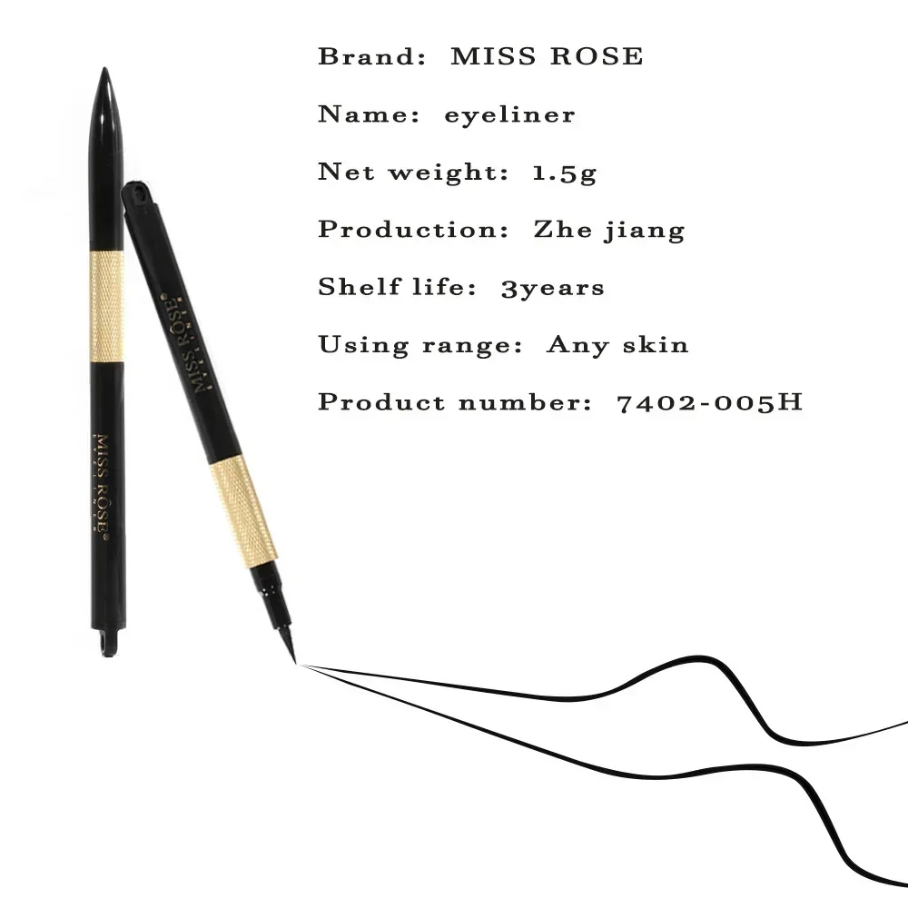 Miss Rose Natural Long-lasting Easy Color Eyeliner Black Pencil Waterproof Non-smudge Quick-drying Matte Liquid Eyleliner Pen