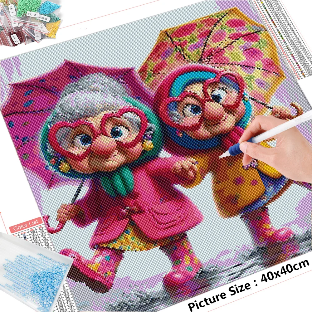 HUACAN Diamond Painting Grandma Embroidery Cross Stitch Grandpa Picture Rhinestones Old Lady 5D DIY Mosaic Home Decor