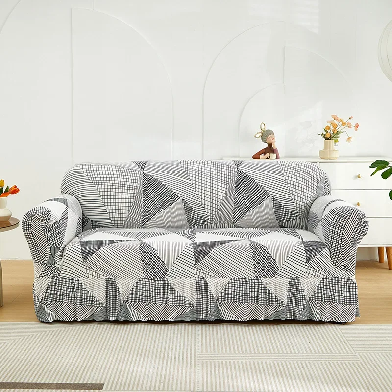 Bohemia Ruffle Skirt Hem Sofa Cover Anti-slip Home Couch Slipcover for Living Room Furniture Dust Protection Decor