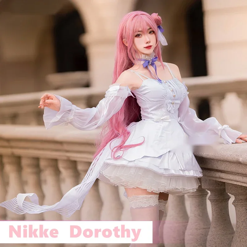 

Game NIKKE The Goddess of Victory Dorothy Cosplay Costumes White Skirt Princess Dresses Lace Accessories Anime Lolita Stockings